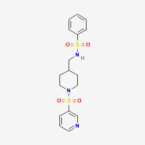 molecular formula C17H21N3O4S2 B2957175 N-((1-(吡啶-3-磺酰基)哌啶-4-基)甲基)苯磺酰胺 CAS No. 1428373-82-3