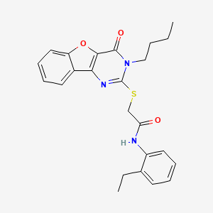 molecular formula C24H25N3O3S B2957176 2-[(3-butyl-4-oxo-3,4-dihydro[1]benzofuro[3,2-d]pyrimidin-2-yl)sulfanyl]-N-(2-ethylphenyl)acetamide CAS No. 899982-13-9