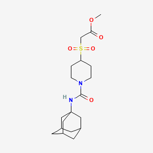 molecular formula C19H30N2O5S B2957179 Methyl 2-((1-((3s,5s,7s)-adamantan-1-ylcarbamoyl)piperidin-4-yl)sulfonyl)acetate CAS No. 1448130-63-9