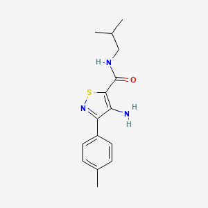 molecular formula C15H19N3OS B2957183 4-amino-N-isobutyl-3-(p-tolyl)isothiazole-5-carboxamide CAS No. 1286720-43-1