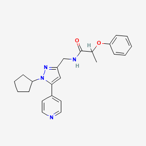 molecular formula C23H26N4O2 B2957185 N-((1-环戊基-5-(吡啶-4-基)-1H-吡唑-3-基)甲基)-2-苯氧基丙酰胺 CAS No. 1421524-58-4