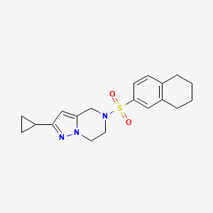 molecular formula C19H23N3O2S B2957186 2-环丙基-5-((5,6,7,8-四氢萘-2-基)磺酰基)-4,5,6,7-四氢吡唑并[1,5-a]哒嗪 CAS No. 2034278-76-5