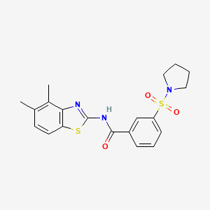 molecular formula C20H21N3O3S2 B2957187 N-(4,5-二甲基苯并[d]噻唑-2-基)-3-(吡咯烷-1-磺酰基)苯甲酰胺 CAS No. 941905-64-2