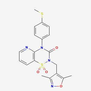 molecular formula C19H18N4O4S2 B2957198 2-((3,5-二甲基异恶唑-4-基)甲基)-4-(4-(甲硫基)苯基)-2H-吡啶并[2,3-e][1,2,4]噻二嗪-3(4H)-酮 1,1-二氧化物 CAS No. 1251708-99-2