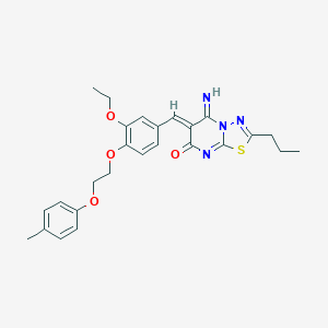 molecular formula C26H28N4O4S B295721 (6Z)-6-({3-ETHOXY-4-[2-(4-METHYLPHENOXY)ETHOXY]PHENYL}METHYLIDENE)-5-IMINO-2-PROPYL-5H,6H,7H-[1,3,4]THIADIAZOLO[3,2-A]PYRIMIDIN-7-ONE 