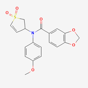 molecular formula C19H17NO6S B2957211 N-(1,1-dioxido-2,3-dihydrothiophen-3-yl)-N-(4-methoxyphenyl)benzo[d][1,3]dioxole-5-carboxamide CAS No. 863022-73-5