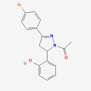 molecular formula C17H15BrN2O2 B2957215 1-[5-(4-Bromophenyl)-3-(2-hydroxyphenyl)-3,4-dihydropyrazol-2-yl]ethanone CAS No. 868155-43-5