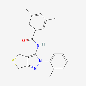 molecular formula C21H21N3OS B2957228 3,5-dimethyl-N-[2-(2-methylphenyl)-4,6-dihydrothieno[3,4-c]pyrazol-3-yl]benzamide CAS No. 450340-22-4