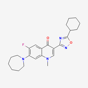 molecular formula C24H29FN4O2 B2957231 7-(Azepan-1-yl)-3-(5-cyclohexyl-1,2,4-oxadiazol-3-yl)-6-fluoro-1-methylquinolin-4-one CAS No. 2319719-91-8