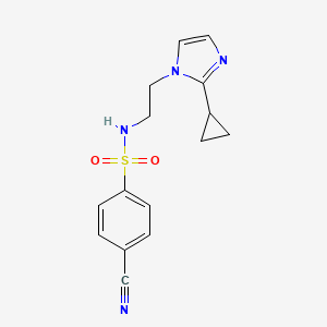 molecular formula C15H16N4O2S B2957251 4-cyano-N-(2-(2-cyclopropyl-1H-imidazol-1-yl)ethyl)benzenesulfonamide CAS No. 2034502-69-5