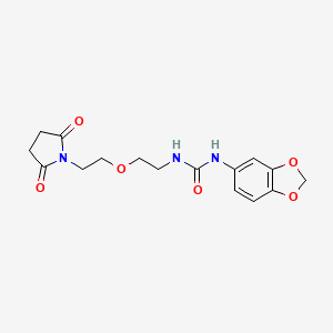 molecular formula C16H19N3O6 B2957259 1-(1,3-Benzodioxol-5-yl)-3-[2-[2-(2,5-dioxopyrrolidin-1-yl)ethoxy]ethyl]urea CAS No. 2320861-62-7