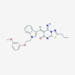 molecular formula C26H25N5O3S B295726 5-imino-6-({1-[2-(3-methoxyphenoxy)ethyl]-1H-indol-3-yl}methylene)-2-propyl-5,6-dihydro-7H-[1,3,4]thiadiazolo[3,2-a]pyrimidin-7-one 