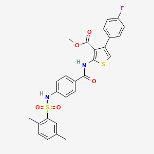 molecular formula C27H23FN2O5S2 B2957260 Methyl 2-[[4-[(2,5-dimethylphenyl)sulfonylamino]benzoyl]amino]-4-(4-fluorophenyl)thiophene-3-carboxylate CAS No. 690643-86-8