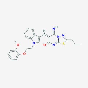 molecular formula C26H25N5O3S B295727 5-imino-6-({1-[2-(2-methoxyphenoxy)ethyl]-1H-indol-3-yl}methylene)-2-propyl-5,6-dihydro-7H-[1,3,4]thiadiazolo[3,2-a]pyrimidin-7-one 