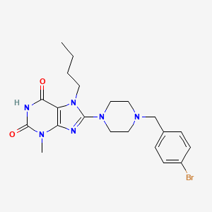 molecular formula C21H27BrN6O2 B2957270 8-(4-(4-bromobenzyl)piperazin-1-yl)-7-butyl-3-methyl-1H-purine-2,6(3H,7H)-dione CAS No. 898437-30-4