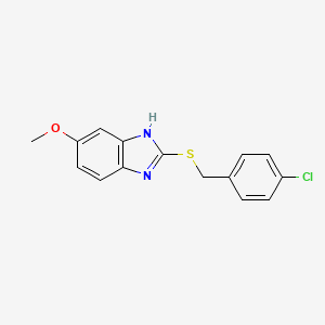molecular formula C15H13ClN2OS B2957276 2-[(4-chlorophenyl)methylsulfanyl]-6-methoxy-1H-benzimidazole CAS No. 325822-30-8