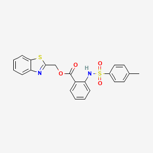 molecular formula C22H18N2O4S2 B2957279 (1,3-Benzothiazol-2-yl)methyl 2-(4-methylbenzenesulfonamido)benzoate CAS No. 327971-90-4