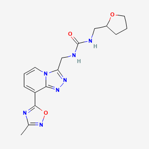 molecular formula C16H19N7O3 B2957285 1-((8-(3-Methyl-1,2,4-oxadiazol-5-yl)-[1,2,4]triazolo[4,3-a]pyridin-3-yl)methyl)-3-((tetrahydrofuran-2-yl)methyl)urea CAS No. 2034531-86-5