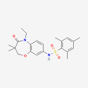 molecular formula C22H28N2O4S B2957287 N-(5-乙基-3,3-二甲基-4-氧代-2,3,4,5-四氢苯并[b][1,4]恶杂环-8-基)-2,4,6-三甲基苯磺酰胺 CAS No. 922093-88-7