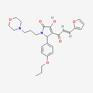 molecular formula C27H32N2O6 B2957318 (E)-4-(3-(furan-2-yl)acryloyl)-3-hydroxy-1-(3-morpholinopropyl)-5-(4-propoxyphenyl)-1H-pyrrol-2(5H)-one CAS No. 862315-40-0