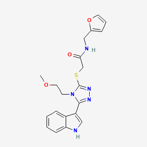 molecular formula C20H21N5O3S B2957319 2-((5-(1H-indol-3-yl)-4-(2-methoxyethyl)-4H-1,2,4-triazol-3-yl)thio)-N-(furan-2-ylmethyl)acetamide CAS No. 852145-02-9