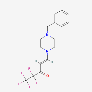 molecular formula C16H17F5N2O B2957322 (E)-1-(4-苄基哌嗪-1-基)-4,4,5,5,5-五氟戊-1-烯-3-酮 CAS No. 866144-14-1