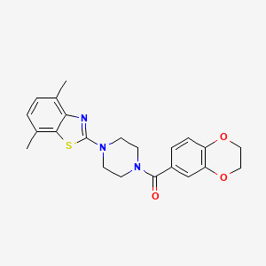 molecular formula C22H23N3O3S B2957330 (2,3-二氢苯并[b][1,4]二噁英-6-基)(4-(4,7-二甲基苯并[d]噻唑-2-基)哌嗪-1-基)甲酮 CAS No. 897485-29-9