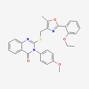 molecular formula C28H25N3O4S B2957331 2-(((2-(2-ethoxyphenyl)-5-methyloxazol-4-yl)methyl)thio)-3-(4-methoxyphenyl)quinazolin-4(3H)-one CAS No. 1114878-32-8