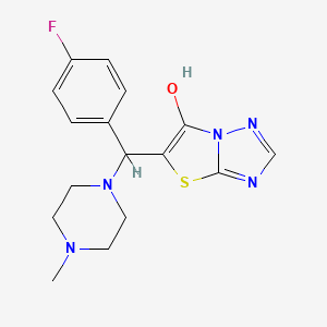 molecular formula C16H18FN5OS B2957332 5-((4-Fluorophenyl)(4-methylpiperazin-1-yl)methyl)thiazolo[3,2-b][1,2,4]triazol-6-ol CAS No. 868220-19-3