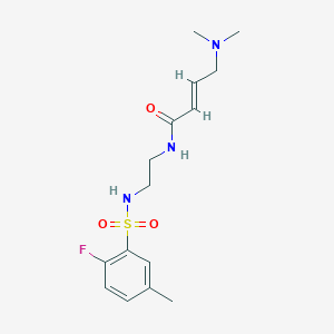 molecular formula C15H22FN3O3S B2957333 (E)-4-(Dimethylamino)-N-[2-[(2-fluoro-5-methylphenyl)sulfonylamino]ethyl]but-2-enamide CAS No. 2411324-50-8