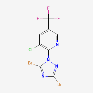 molecular formula C8H2Br2ClF3N4 B2957338 3-氯-2-(3,5-二溴-1H-1,2,4-三唑-1-基)-5-(三氟甲基)吡啶 CAS No. 320424-27-9