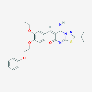 molecular formula C25H26N4O4S B295734 6-[3-ethoxy-4-(2-phenoxyethoxy)benzylidene]-5-imino-2-isopropyl-5,6-dihydro-7H-[1,3,4]thiadiazolo[3,2-a]pyrimidin-7-one 