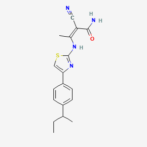 molecular formula C18H20N4OS B2957340 (Z)-3-[[4-(4-Butan-2-ylphenyl)-1,3-thiazol-2-yl]amino]-2-cyanobut-2-enamide CAS No. 875328-71-5