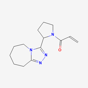 molecular formula C14H20N4O B2957347 1-[2-(6,7,8,9-Tetrahydro-5H-[1,2,4]triazolo[4,3-a]azepin-3-yl)pyrrolidin-1-yl]prop-2-en-1-one CAS No. 2175508-03-7