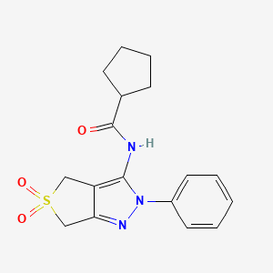 molecular formula C17H19N3O3S B2957349 N-(5,5-二氧代-2-苯基-4,6-二氢噻吩并[3,4-c]吡唑-3-基)环戊烷甲酰胺 CAS No. 681265-36-1