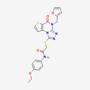 molecular formula C22H19N5O4S2 B2957355 N-(4-ethoxyphenyl)-2-((4-(furan-2-ylmethyl)-5-oxo-4,5-dihydrothieno[2,3-e][1,2,4]triazolo[4,3-a]pyrimidin-1-yl)thio)acetamide CAS No. 1242983-42-1