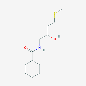 molecular formula C12H23NO2S B2957357 N-(2-Hydroxy-4-methylsulfanylbutyl)cyclohexanecarboxamide CAS No. 2320178-68-3