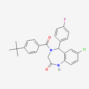 molecular formula C26H24ClFN2O2 B2957364 4-(4-tert-butylbenzoyl)-7-chloro-5-(4-fluorophenyl)-3,5-dihydro-1H-1,4-benzodiazepin-2-one CAS No. 533879-10-6