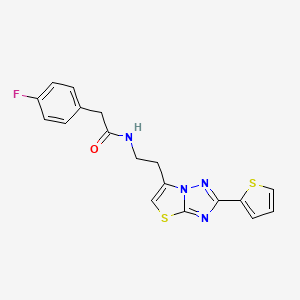 2-(4-fluorophenyl)-N-(2-(2-(thiophen-2-yl)thiazolo[3,2-b][1,2,4]triazol-6-yl)ethyl)acetamide