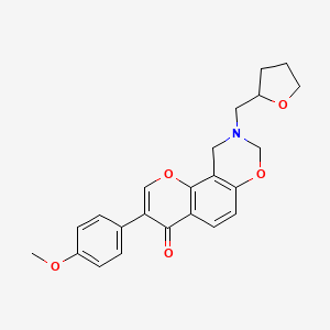 molecular formula C23H23NO5 B2957366 3-(4-methoxyphenyl)-9-((tetrahydrofuran-2-yl)methyl)-9,10-dihydrochromeno[8,7-e][1,3]oxazin-4(8H)-one CAS No. 929403-08-7