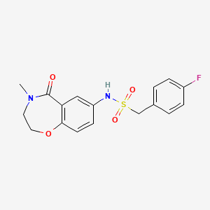 molecular formula C17H17FN2O4S B2957367 1-(4-氟苯基)-N-(4-甲基-5-氧代-2,3,4,5-四氢苯并[f][1,4]恶杂环庚-7-基)甲磺酰胺 CAS No. 922007-44-1