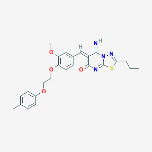 molecular formula C25H26N4O4S B295737 (6Z)-5-IMINO-6-({3-METHOXY-4-[2-(4-METHYLPHENOXY)ETHOXY]PHENYL}METHYLIDENE)-2-PROPYL-5H,6H,7H-[1,3,4]THIADIAZOLO[3,2-A]PYRIMIDIN-7-ONE 