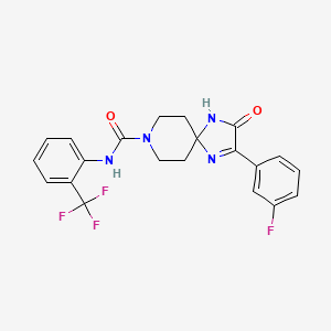 molecular formula C21H18F4N4O2 B2957373 2-(3-fluorophenyl)-3-oxo-N-(2-(trifluoromethyl)phenyl)-1,4,8-triazaspiro[4.5]dec-1-ene-8-carboxamide CAS No. 1189491-97-1