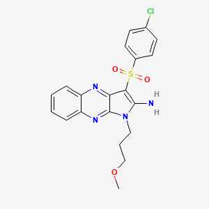 molecular formula C20H19ClN4O3S B2957376 3-((4-chlorophenyl)sulfonyl)-1-(3-methoxypropyl)-1H-pyrrolo[2,3-b]quinoxalin-2-amine CAS No. 848687-39-8