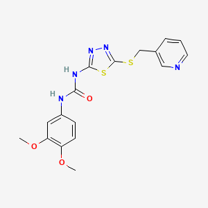molecular formula C17H17N5O3S2 B2957392 1-(3,4-Dimethoxyphenyl)-3-(5-((pyridin-3-ylmethyl)thio)-1,3,4-thiadiazol-2-yl)urea CAS No. 922589-49-9
