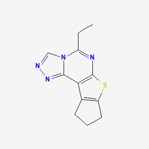 molecular formula C12H12N4S B2957396 5-ethyl-9,10-dihydro-8H-cyclopenta[4,5]thieno[3,2-e][1,2,4]triazolo[4,3-c]pyrimidine CAS No. 307344-03-2