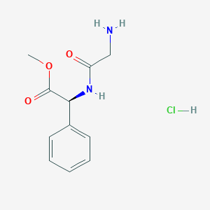 molecular formula C11H15ClN2O3 B2957398 甲基 (2S)-2-[(2-氨基乙酰)氨基]-2-苯基乙酸盐；盐酸盐 CAS No. 208259-33-0