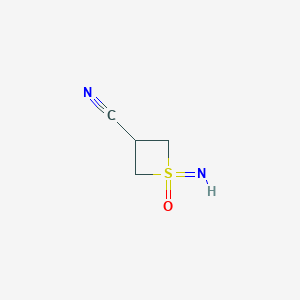 molecular formula C4H6N2OS B2957402 1-亚氨基-1-氧代噻烷-3-腈 CAS No. 2413900-26-0