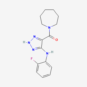 molecular formula C15H18FN5O B2957404 azepan-1-yl(5-((2-fluorophenyl)amino)-1H-1,2,3-triazol-4-yl)methanone CAS No. 1291837-19-8