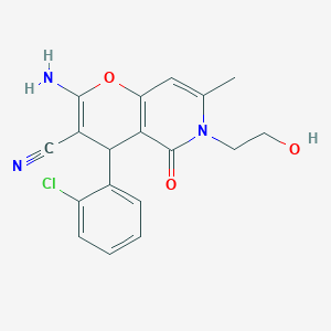 2-amino-4-(2-chlorophenyl)-6-(2-hydroxyethyl)-7-methyl-5-oxo-5,6-dihydro-4H-pyrano[3,2-c]pyridine-3-carbonitrile